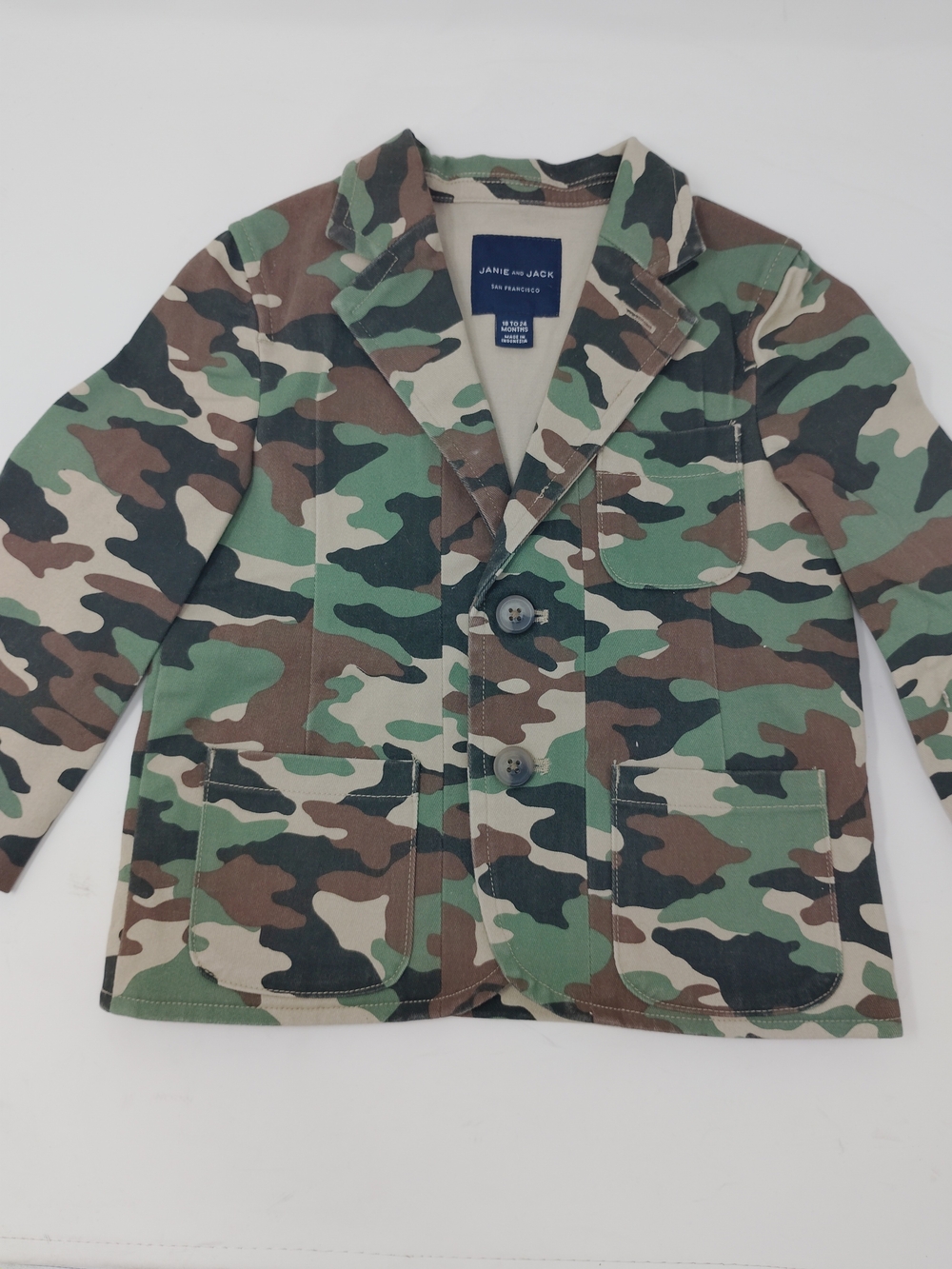 Janie and Jack Boys Camo Blazer Military Army Jacket Hunting Toddler Size 18-24m